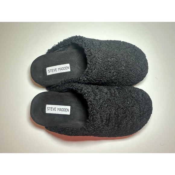 STEVE MADDEN Black Vessel Faux Fur Slide Closed Toe Slippers SIZE 6 *NIB* - Picture 8 of 8